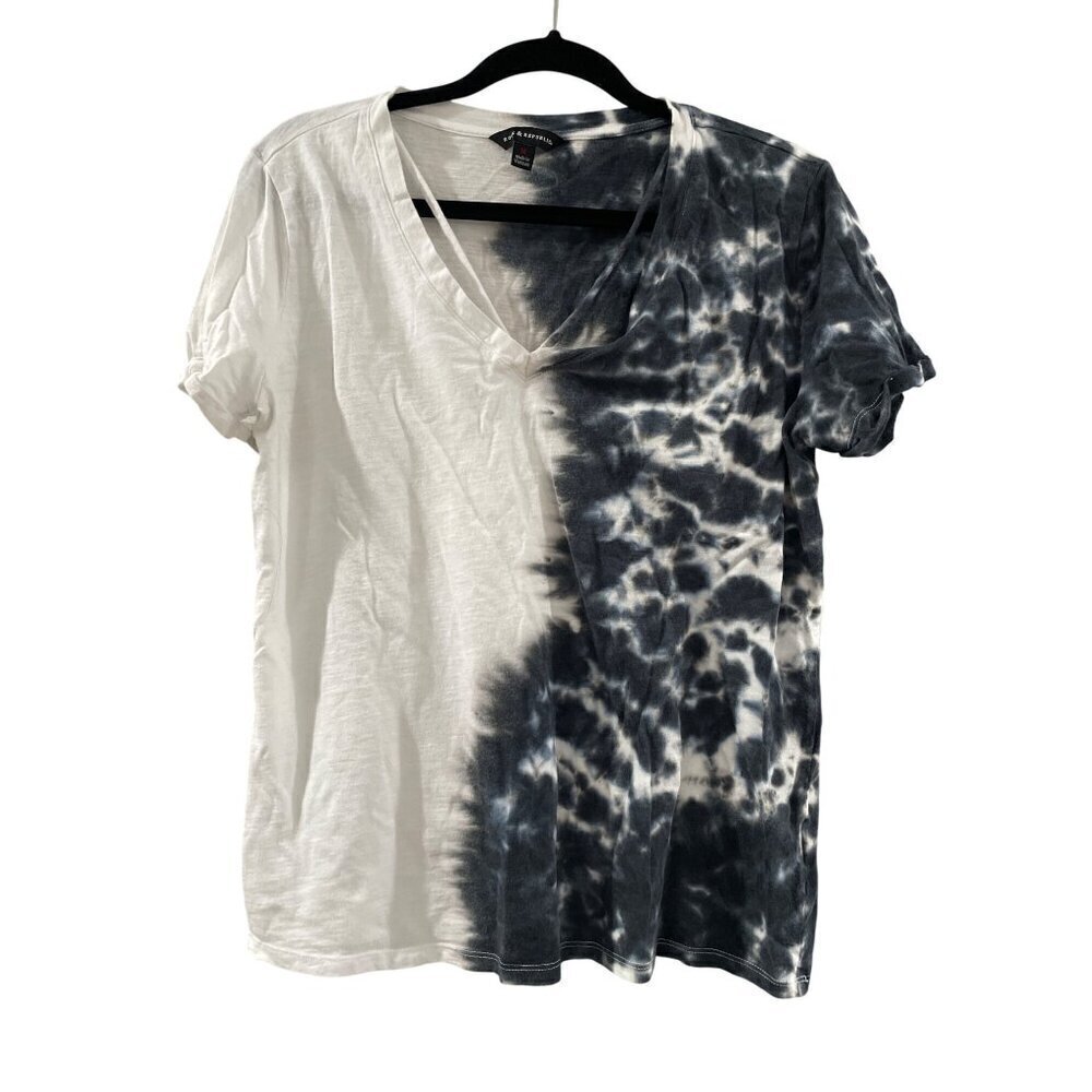 Rock & Republic T shirt Strappy Top Tie Dye white, Blue cotton casual size M